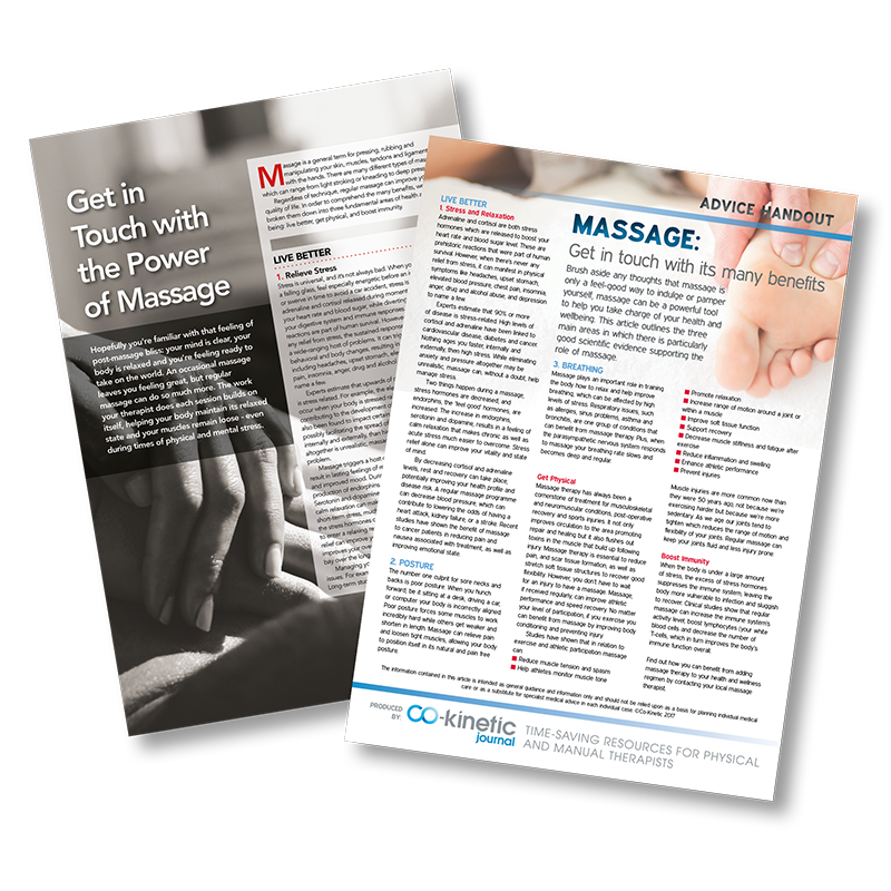 massage benefits leaflets